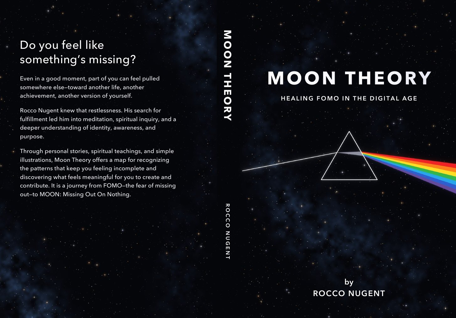 The full Moon Theory hardcover cover: back cover text, spine and front